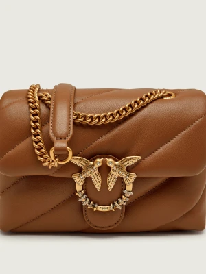 Pinko Skórzana torebka na ramię Puff Mini New Buckle brązowy