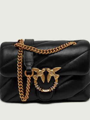 Pinko Skórzana torebka na ramię Puff Mini New Buckle czarny