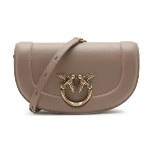 Pinko Skórzana torebka na ramię ROUND CLICK MINI VITE