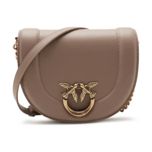 Pinko Skórzana torebka na ramię ROUND CLICK MINI VITELLO MORBI