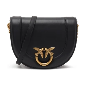 Pinko Skórzana torebka na ramię ROUND CLICK MINI VITELLO MORBI