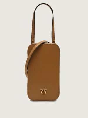 Pinko Skórzana torebka na telefon 8" camel