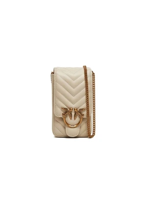 Pinko Skórzana torebka w kolorze beżowym - 10 x 19 x 6 cm rozmiar: onesize