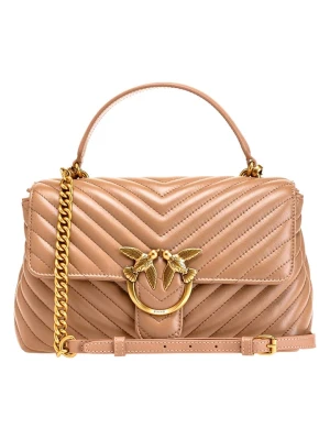 Pinko Skórzana torebka w kolorze beżowym - 26 x 17 x 8 cm rozmiar: onesize
