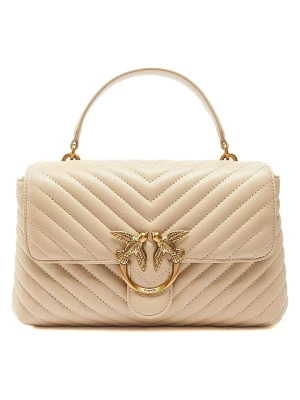 Pinko Skórzana torebka w kolorze beżowym - 26 x 17 x 8 cm rozmiar: onesize