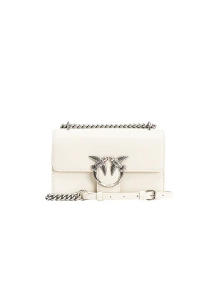 Pinko Skórzana torebka w kolorze białym - 21 x 13 x 6 cm rozmiar: onesize