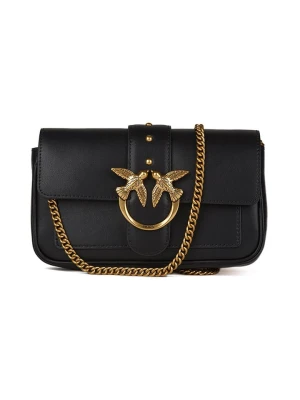 Pinko Skórzana torebka w kolorze czarnym - 20 x 12 x 4 cm rozmiar: onesize