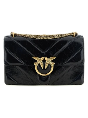 Pinko Skórzana torebka w kolorze czarnym - 21 x 13 x 7 cm rozmiar: onesize