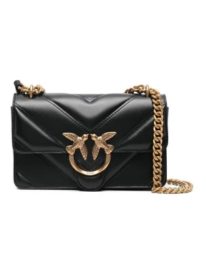 Pinko Skórzana torebka w kolorze czarnym - 22 x 14 x 7 cm rozmiar: onesize