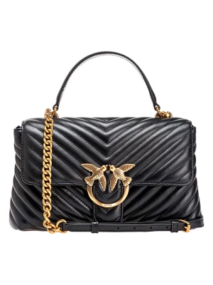 Pinko Skórzana torebka w kolorze czarnym - 26 x 17 x 8 cm rozmiar: onesize