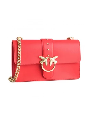 Pinko Skórzana torebka w kolorze czerwonym - 27 x 16,5 x 7,5 cm rozmiar: onesize