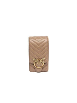 Pinko Skórzana torebka w kolorze jasnobrązowym - 10 x 19 x 6 cm rozmiar: onesize