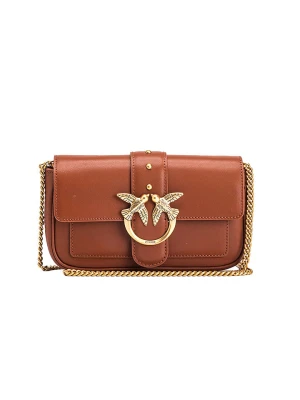 Pinko Skórzana torebka w kolorze jasnobrązowym - 20 x 12 x 4 cm rozmiar: onesize