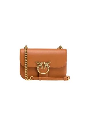 Pinko Skórzana torebka w kolorze jasnobrązowym - 24 x 15 x 7 cm rozmiar: onesize