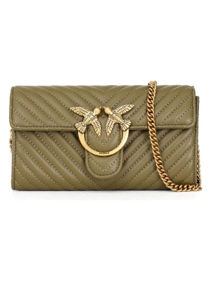 Pinko Skórzana torebka w kolorze khaki - 19 x 10 x 4 cm rozmiar: onesize