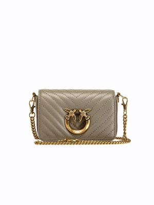 Pinko Skórzana torebka w kolorze szarym - 13 x 8 x 5 cm rozmiar: onesize