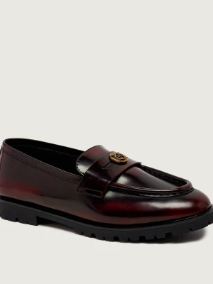 Pinko Skórzane loafersy Nora 07 bordowy