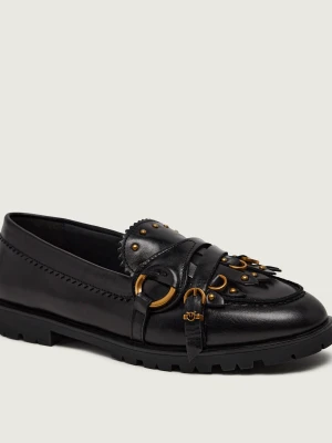 Pinko Skórzane loafersy Nora 08 czarny