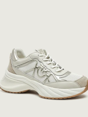 Pinko Skórzane sneakersy Ariel 33 | zamsz beżowy
