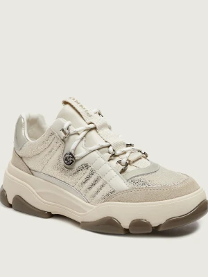 Pinko Skórzane sneakersy Athena 01 | zamsz beżowy