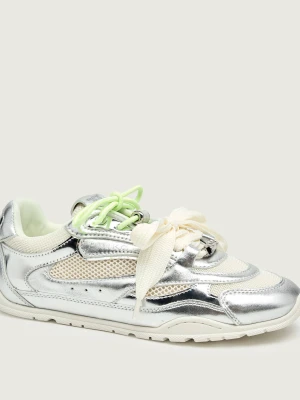 Pinko Skórzane sneakersy YULIA 01 srebrny