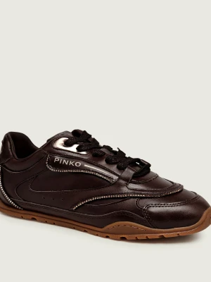 Pinko Skórzane sneakersy Yulia 04 brązowy
