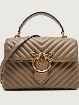 Pinko Skórzany kuferek Love Lady Puff Mini brązowy