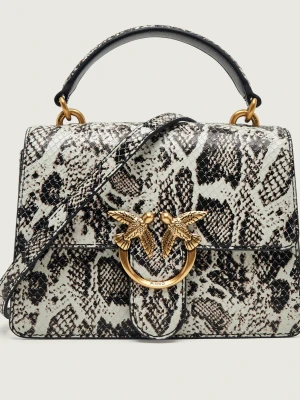 Pinko Skórzany kuferek Love One Top Handle Mini szary