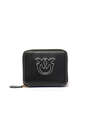 Pinko Skórzany portfel w kolorze czarnym - 12 x 10 x 3 cm rozmiar: onesize