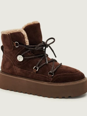 Pinko Śniegowce Martina 01 | zamsz | shearling brązowy