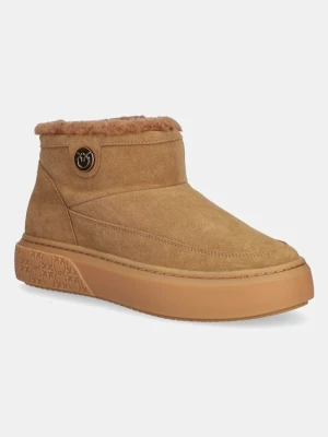 Pinko śniegowce zamszowe Yoko 22 kolor brązowy SS0105P055MC0