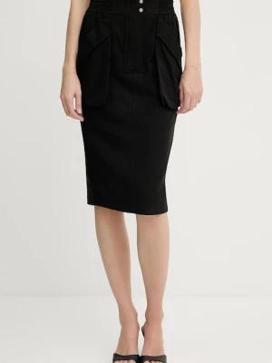 Pinko spódnica bawełniana kolor czarny midi prosta 104703 A2ER