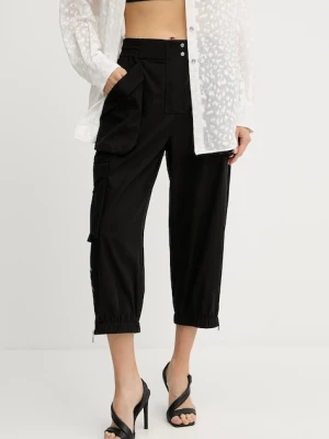 Pinko spodnie bawełniane damskie kolor czarny proste high waist 104704 A2ER