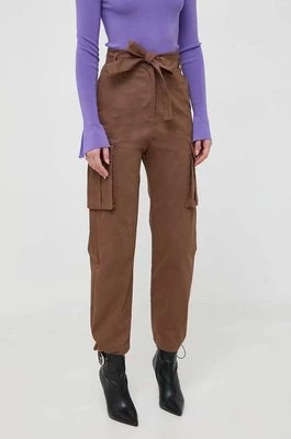 Pinko spodnie bawełniane kolor brązowy proste high waist