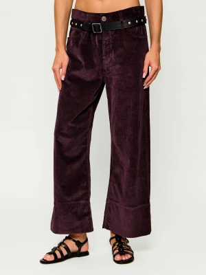 Pinko Spodnie Cyntia | Relaxed fit | sztruks bordowy