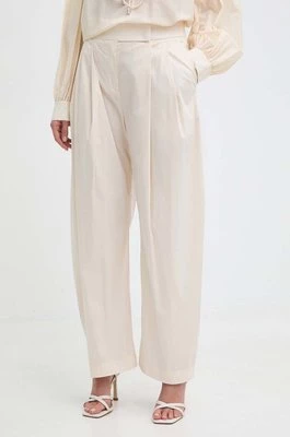 Pinko spodnie damskie kolor beżowy proste high waist 103577 A1TX