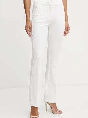 Pinko spodnie damskie kolor beżowy proste high waist 104926 A0HM