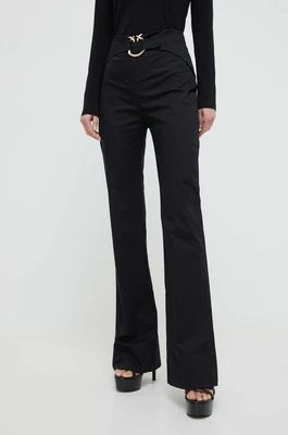 Pinko spodnie damskie kolor czarny dzwony high waist 102263.A1L2