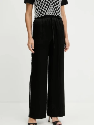 Pinko spodnie damskie kolor czarny szerokie high waist 104595 A2BU