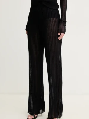Pinko spodnie damskie kolor czarny szerokie high waist 105150 A2LS