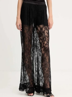 Pinko spodnie damskie kolor czarny szerokie high waist 105501 A2R7