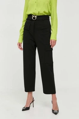 Pinko spodnie damskie kolor czarny szerokie high waist 101859.A184