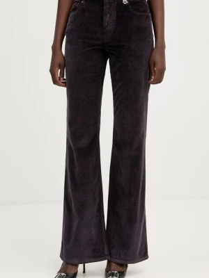 Pinko spodnie damskie kolor fioletowy dzwony high waist 105662 A2WS