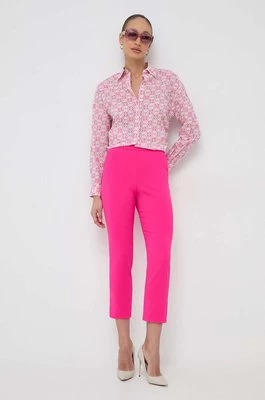Pinko spodnie damskie kolor różowy proste high waist 102861.7624