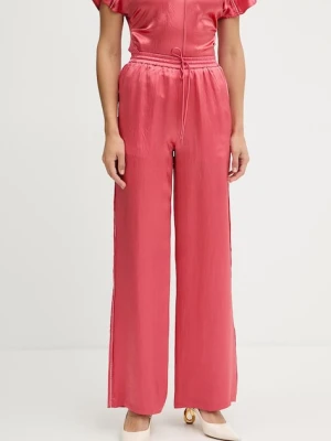 Pinko spodnie damskie kolor różowy szerokie high waist 104595 A2BU