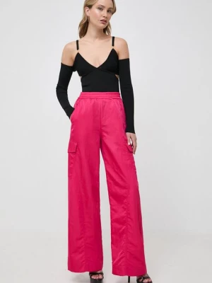 Pinko spodnie damskie kolor różowy szerokie high waist