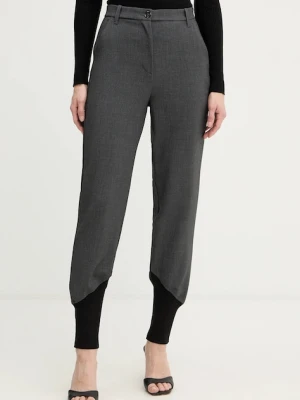 Pinko spodnie damskie kolor szary high waist 106120 A2ZT