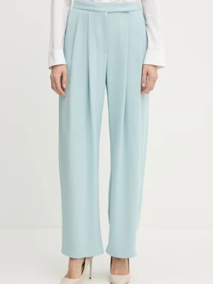 Pinko spodnie damskie kolor turkusowy proste high waist 103235 A213