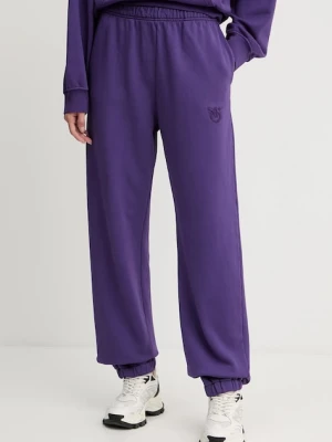 Pinko spodnie dresowe bawełniane damskie kolor fioletowy gładkie 105508 A2RB