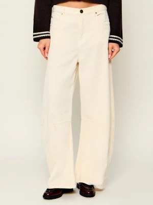 Pinko Spodnie Emma | Relaxed fit | sztruks ecru
